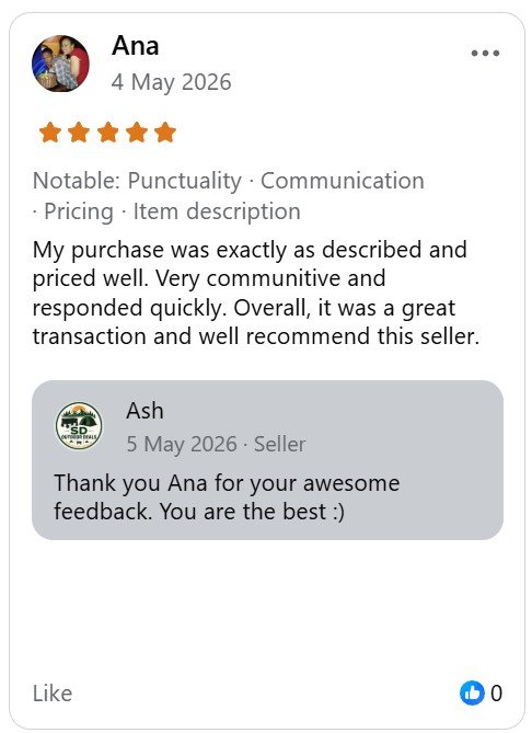 Five-star Facebook Marketplace review from Ana for SD Outdoor Deals