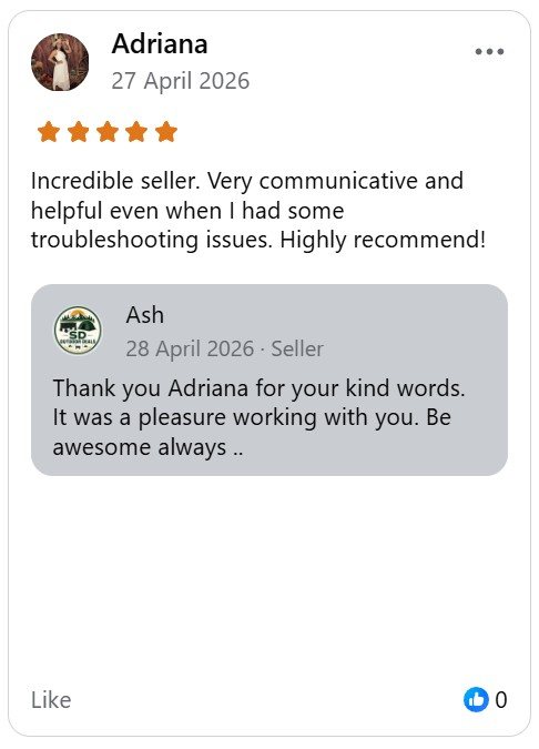Five-star Facebook Marketplace review from Adriana for SD Outdoor Deals