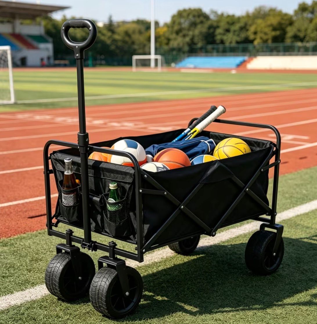 *New* Large Wagon cart | 300lb weight capacity | Big Beach Friendly Wheels | Color - Black