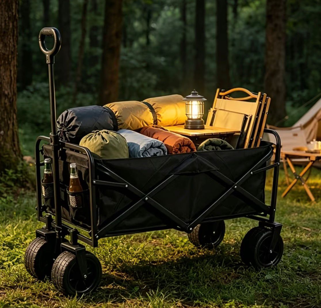 *New* Large Wagon cart | 300lb weight capacity | Big Beach Friendly Wheels | Color - Black