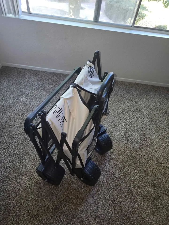Brand New Large Folding Wagon with Removable Canopy | 250 lbs Utility Cart | off white and Black