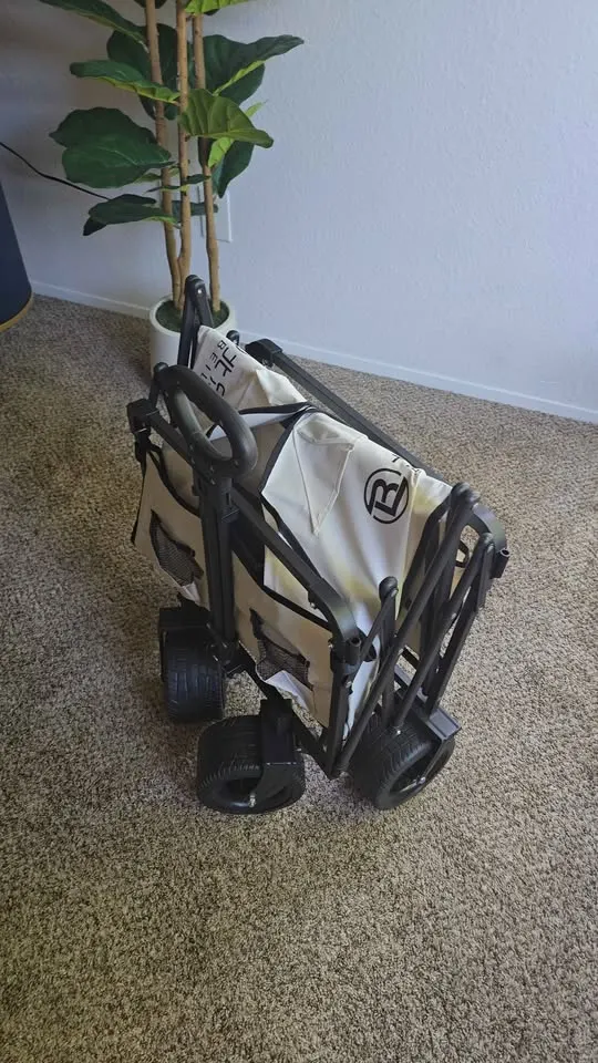 Brand New Large Folding Wagon with Removable Canopy | 250 lbs Utility Cart | off white and Black