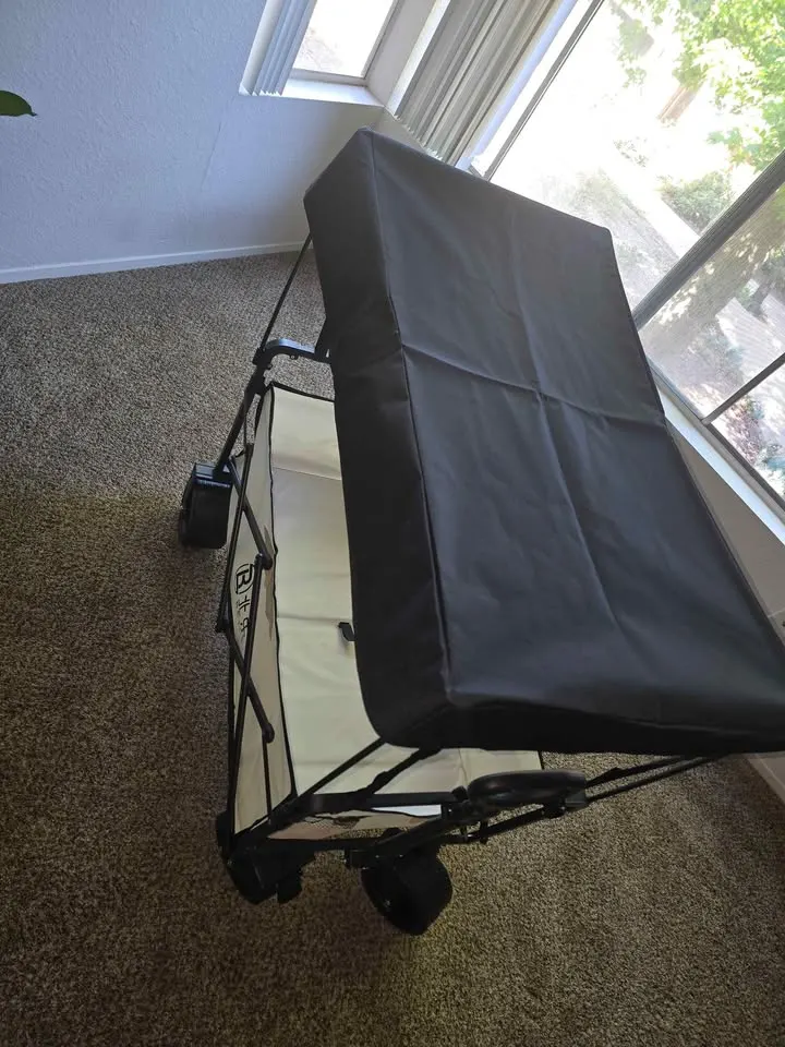 Brand New Large Folding Wagon with Removable Canopy | 250 lbs Utility Cart | off white and Black